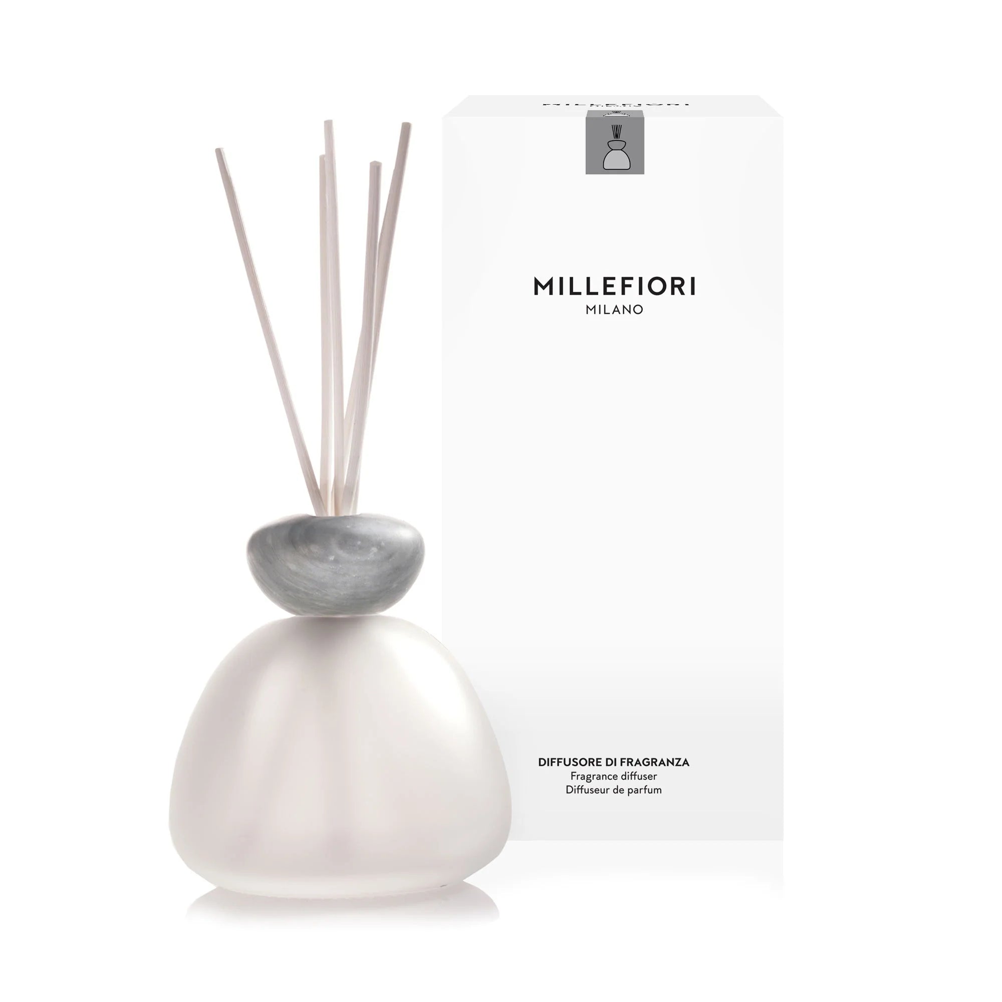 Air Design Geurstokjes Marmer Mat Glas - Grijze Dop