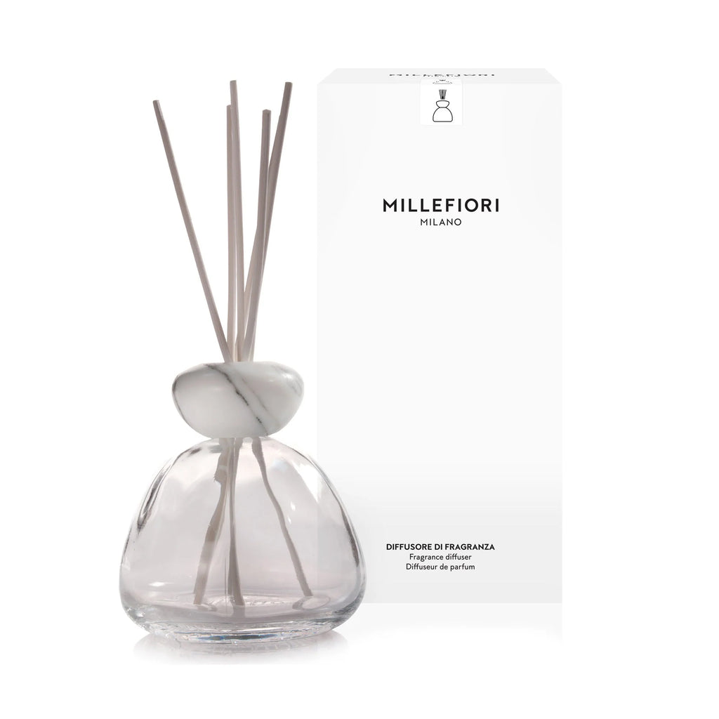 Air Design Geurstokjes Marmer Transparant Glas - Witte Dop